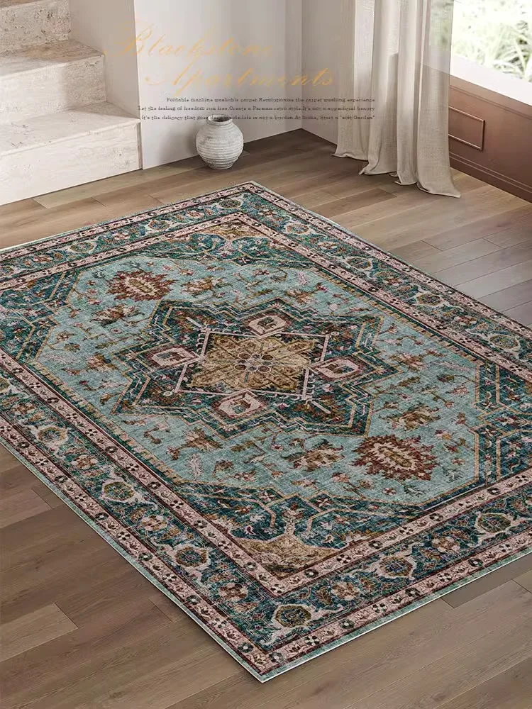 

Persian Ethnic Living Room Carpet American Vintage Bedroom Decor Area Rug Morocco Bedside Floor Mat home Thin Non-slip Coffee
