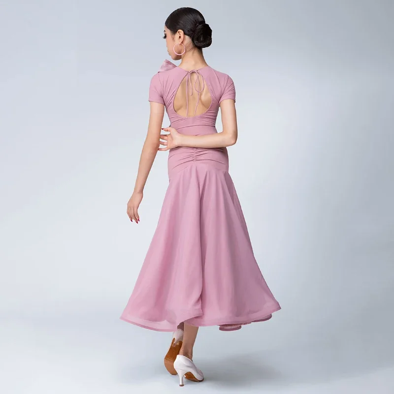 2025 الأطفال الفالس قاعة الرقص فساتين الفتيات الوردي الوطنية القياسية اللاتينية الرقص المنافسة زي المرحلة الدعاوى SL11069