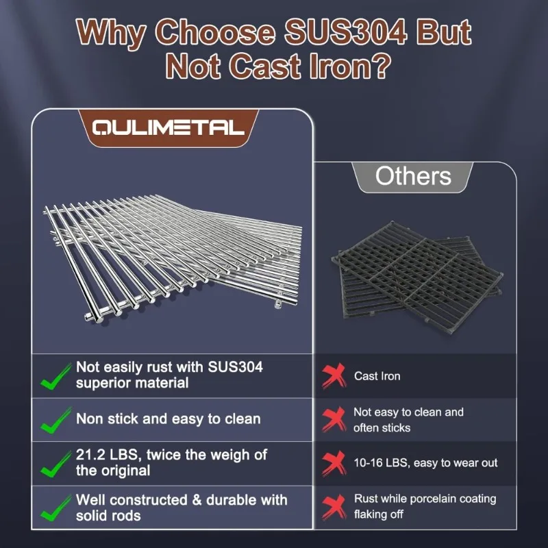 شبكات الشواية لـ Weber Genesis II LX 300 Series Genesis II E&S 310 315 320 325 340 استبدال 304 الفولاذ المقاوم للصدأ 9 مللي متر