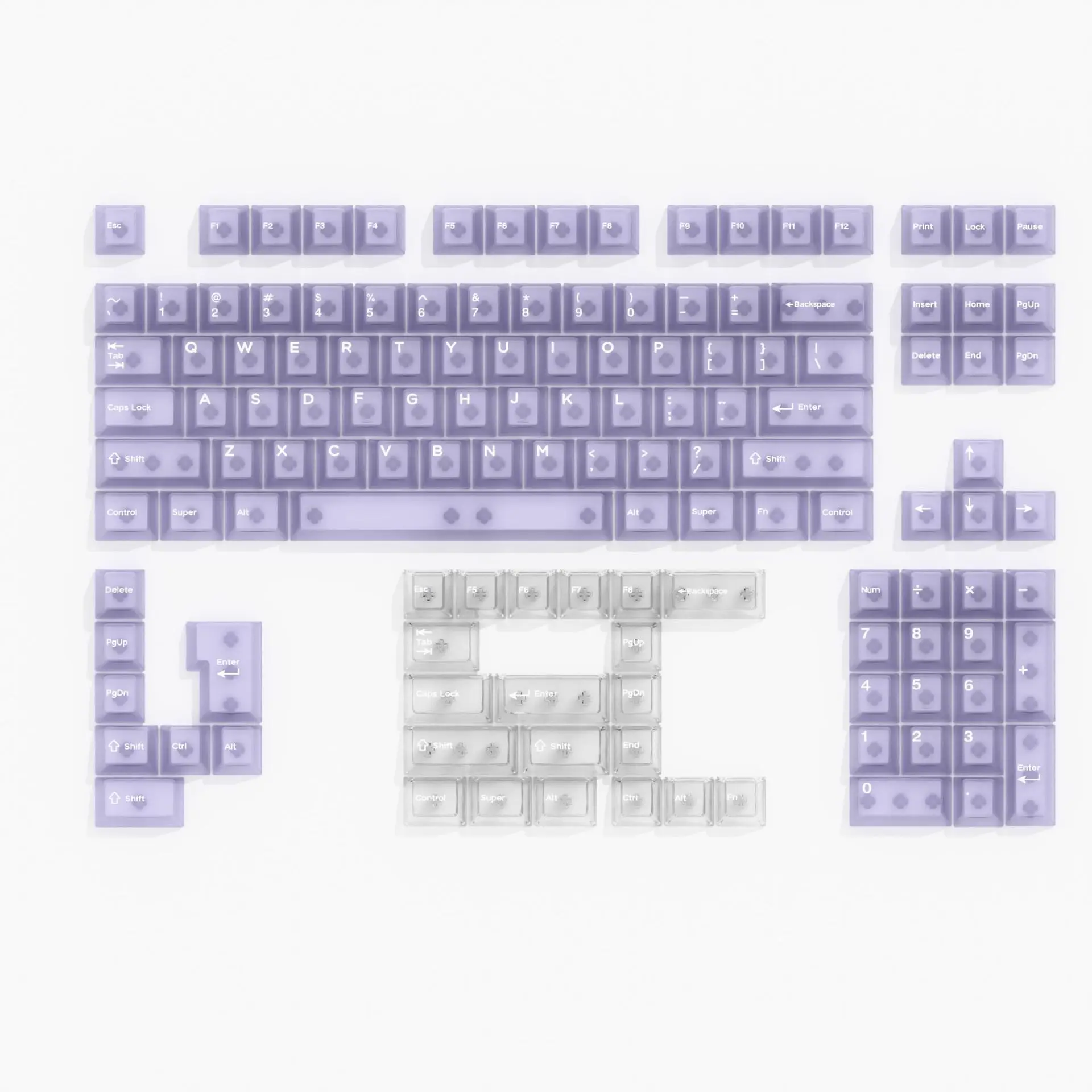 

Transparent Two-Tone PC Keycaps Cherry Profile 132 Keys Custom Mechanical Keyboard Keycap for 60% 65% 75% TKL 96% 100% Layouts