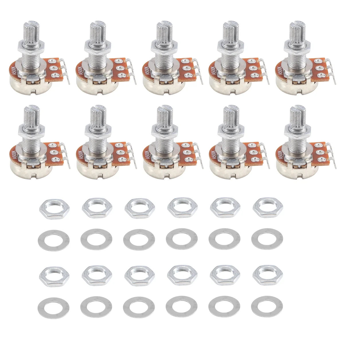 Guitar Small Size Pots A500K Potentiometers For Guitar Bass Parts (Pack Of 10)