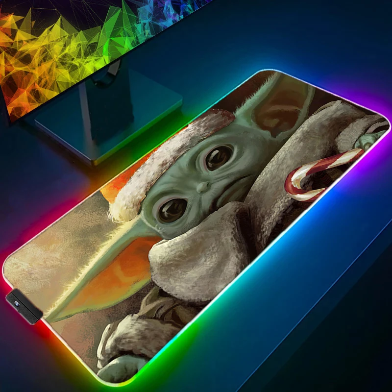RGB LED ماوس الوسادة حصيرة مكتبية أنيمي تلعب حصيرة لوحة ماوس للألعاب سرعة S-star W-wars الكمبيوتر والمكتب ألعاب خزانة لوحة المفاتيح