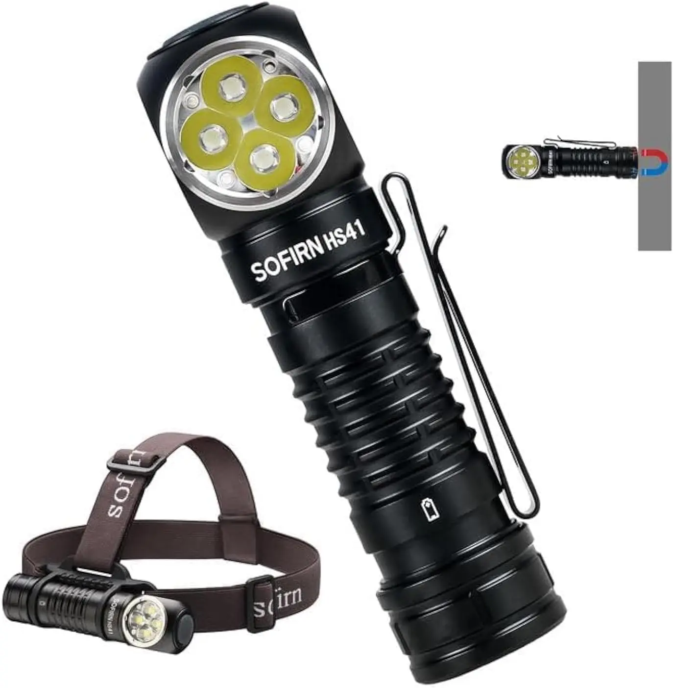 Linterna Frontal Recargable de 4000 Lúmenes con Base Magnética, Resistente al Agua IP68, Súper Brillante para Camping y Emergencias
