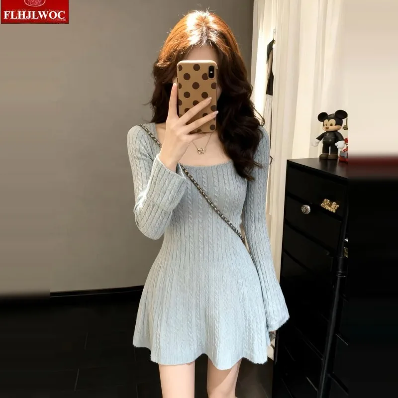 Minivestido bonito de estilo coreano japonés para mujer, gran oferta, Año Nuevo, bonito temperamento de vacaciones, suéter de punto Vintage para mujer