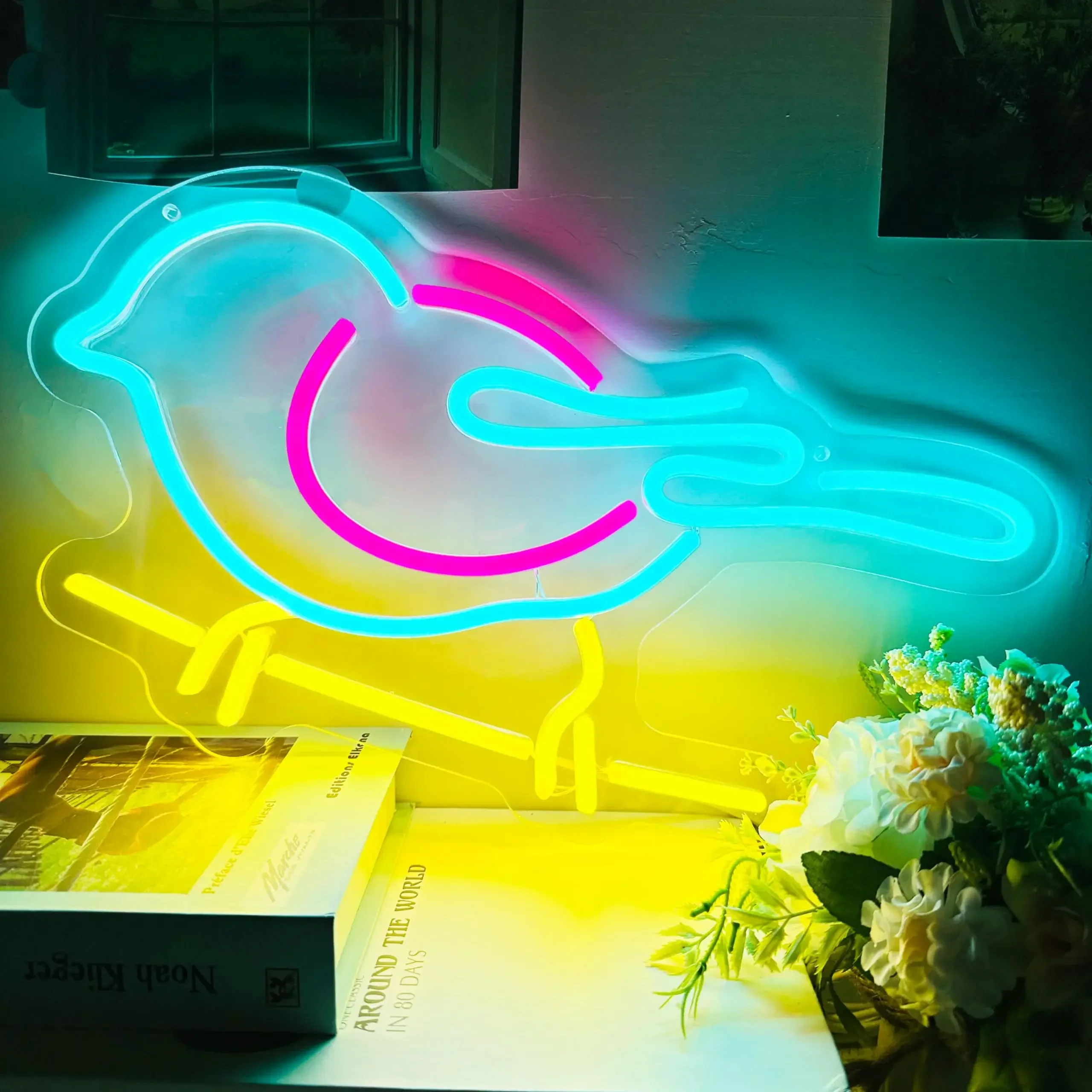 鳥ネオンサイン-かわいいスズメ-led-ネオンライトサイン-調光可能-壁飾り-寝室-ホームバー-クラブ-ティーンガールズ-ボーイズルーム-アートデコ