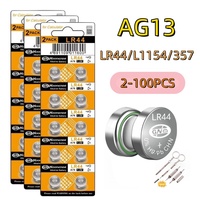 2-100PCS LR44 Battery AG13 357 303 SR44 L1154F A76 Button Coin Cell Batteries for Watches Blood Glucose Meter Toys Music Books