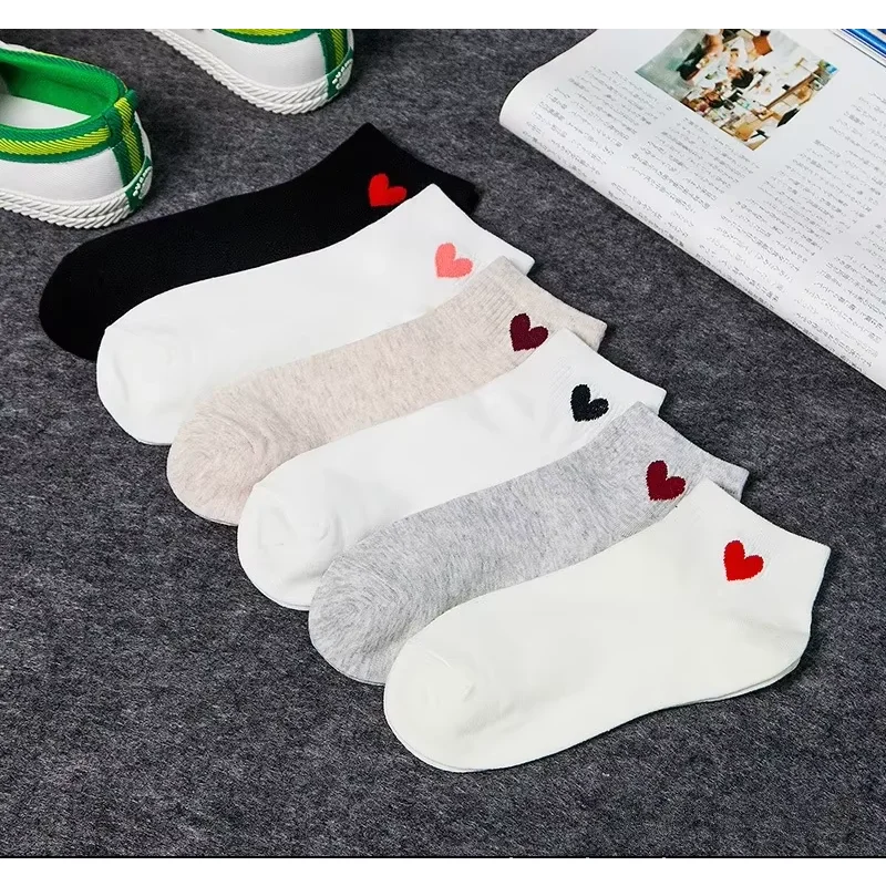 UltraKey 6 Pairs Women Socks Heart Smile Thin Female Sock Cute Cotton Short Socks Spring Autumn Ankle Invisible Accessories
