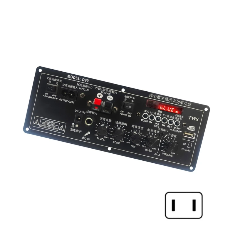 D90 2.0Channel Subwoofer Digital Amplifier Board 12V Rechargable Powerful and Wireless Supports USB Inputs