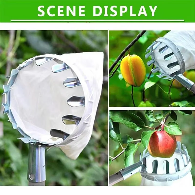 

T02C!Fruit Picker Fruit Catcher Withtelescopic Pole Gardening Orchard Picking Tool Fruit Picker Tool