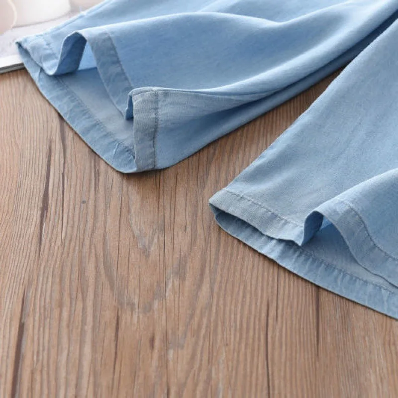 2024 New Fashion Children Wide Leg Pants Summer Casual Thin Chiffon Cropped Trousers For Teenager Girls Clothes 2 4 6 8 10 Years image 5