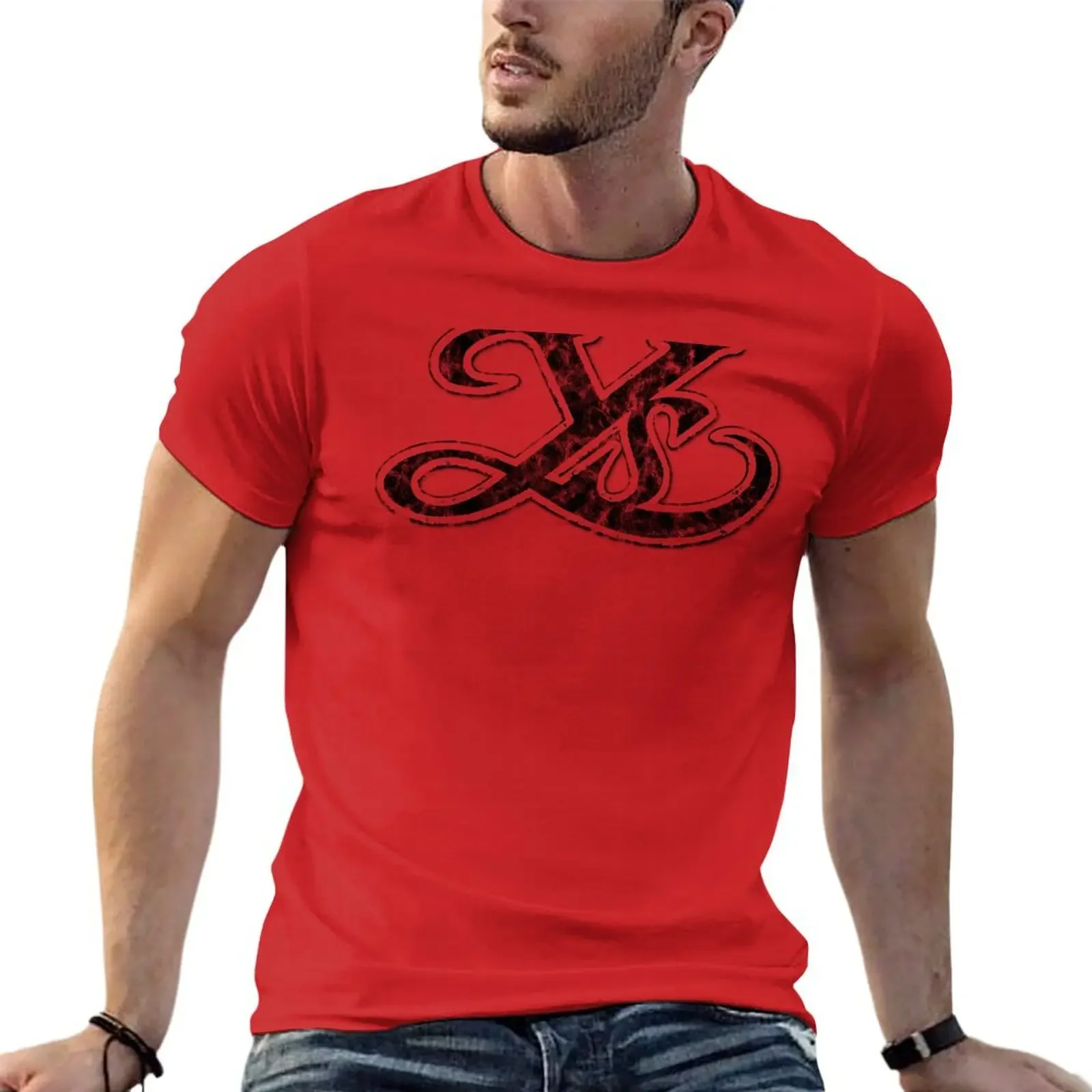 Ys Black Distressed Logo T-shirt cute clothes funnys mens t shirts