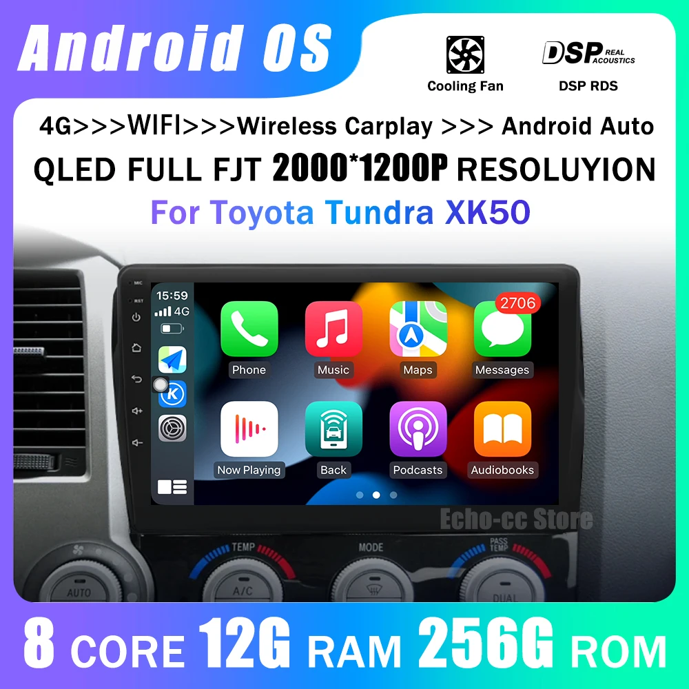 

Car Radio For Toyota Tundra XK50 2007 - 2013 Carplay Auto 4G+WIFI GPS Navigation Multimedia Video Player Stereo BT Android 14