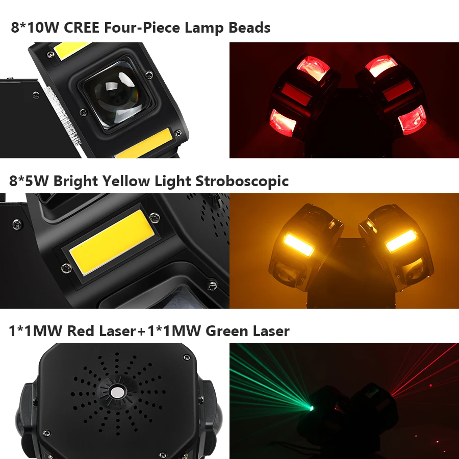 Imagem -04 - Stage Moving Head Light Double Sides Rgbw Disco Beam Effect Luz com Som Ativado Dmx512 Control para dj Party Concert 120w