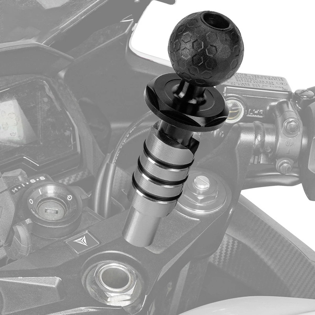 Aluminium Basis Gummi Motorrad Fahrrad Halterung Schwarz Gabel Vorbau Basis mit Kugelkopf für RAM Halterung für Gopro Ball Mount Adapter