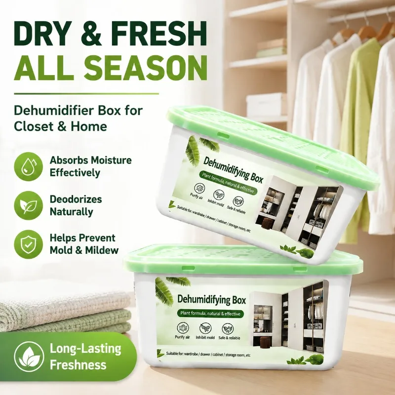 Household Dehumidifier Box Odor‑eliminating Mildew‑resistant Moisture‑absorbing Desiccant Container for Wardrobes Student