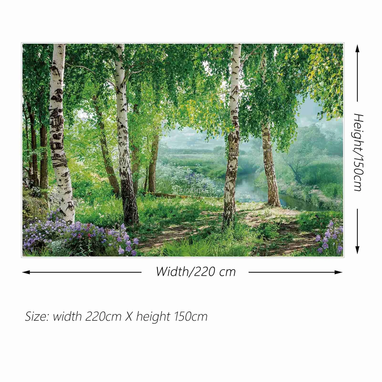 شجرة الربيع الخضراء نهر خلفية العشب زهرة طبيعية المشهد استوديو الصور خلفية عطلة ديكور التصوير الدعائم