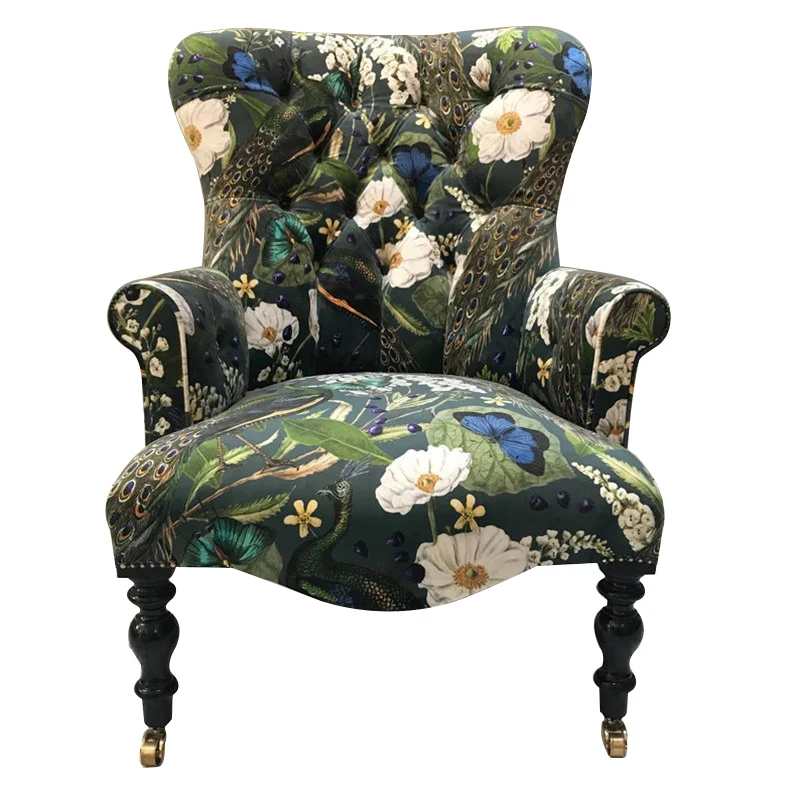 

Malachite green sofa chair, fabric small apartment bedroom medieval living room balcony single chair