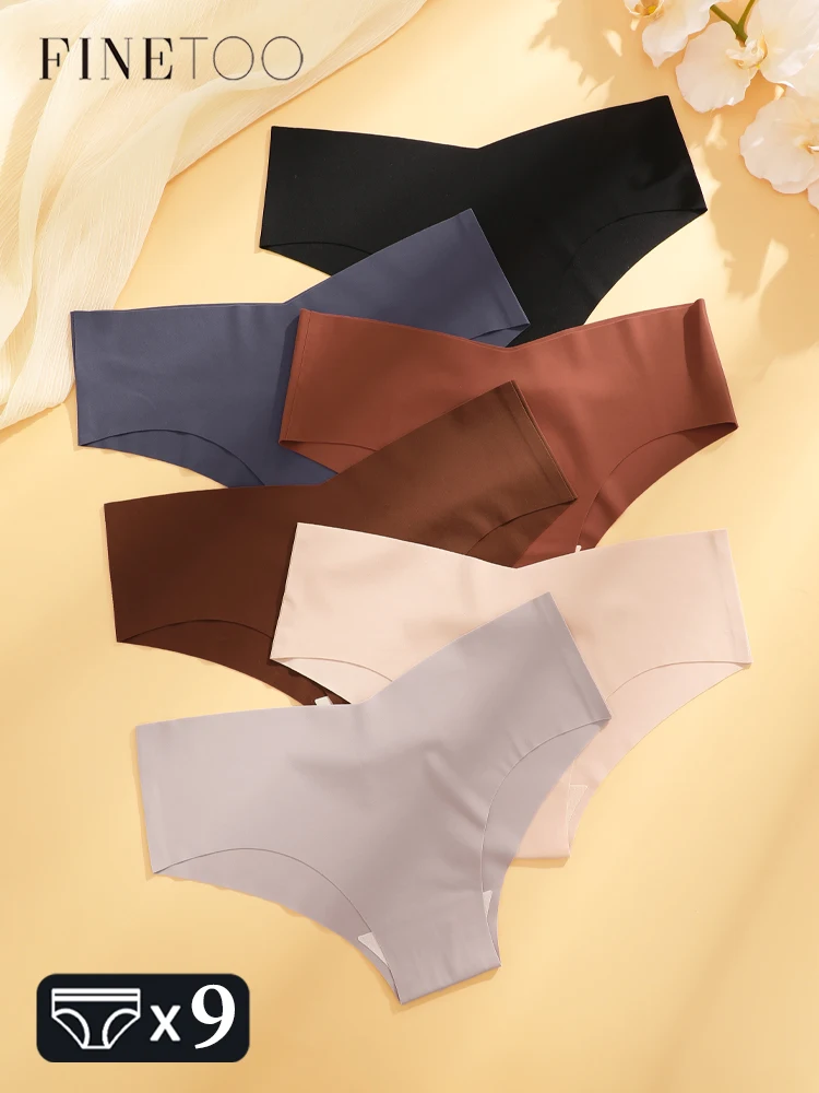 

9Pcs ультра-тонкий бесшовные нижнее белье для женщин сексуальные V-талия трусики твердые брифы женские дышащие стрейч белье горячие продажи