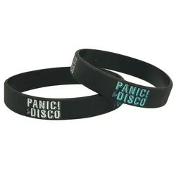 1PC Hot Sale Black Printed  Panic at the Disco Silicone Wristband Music Letter Bracelet &Bangles for Music Lover Fans Gift SH316