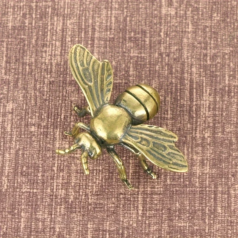 Small Brass Bee Figurine Handcrafted Desk Ornament Antique Home Office Animal Decor Unique Christmas Craft Gift
