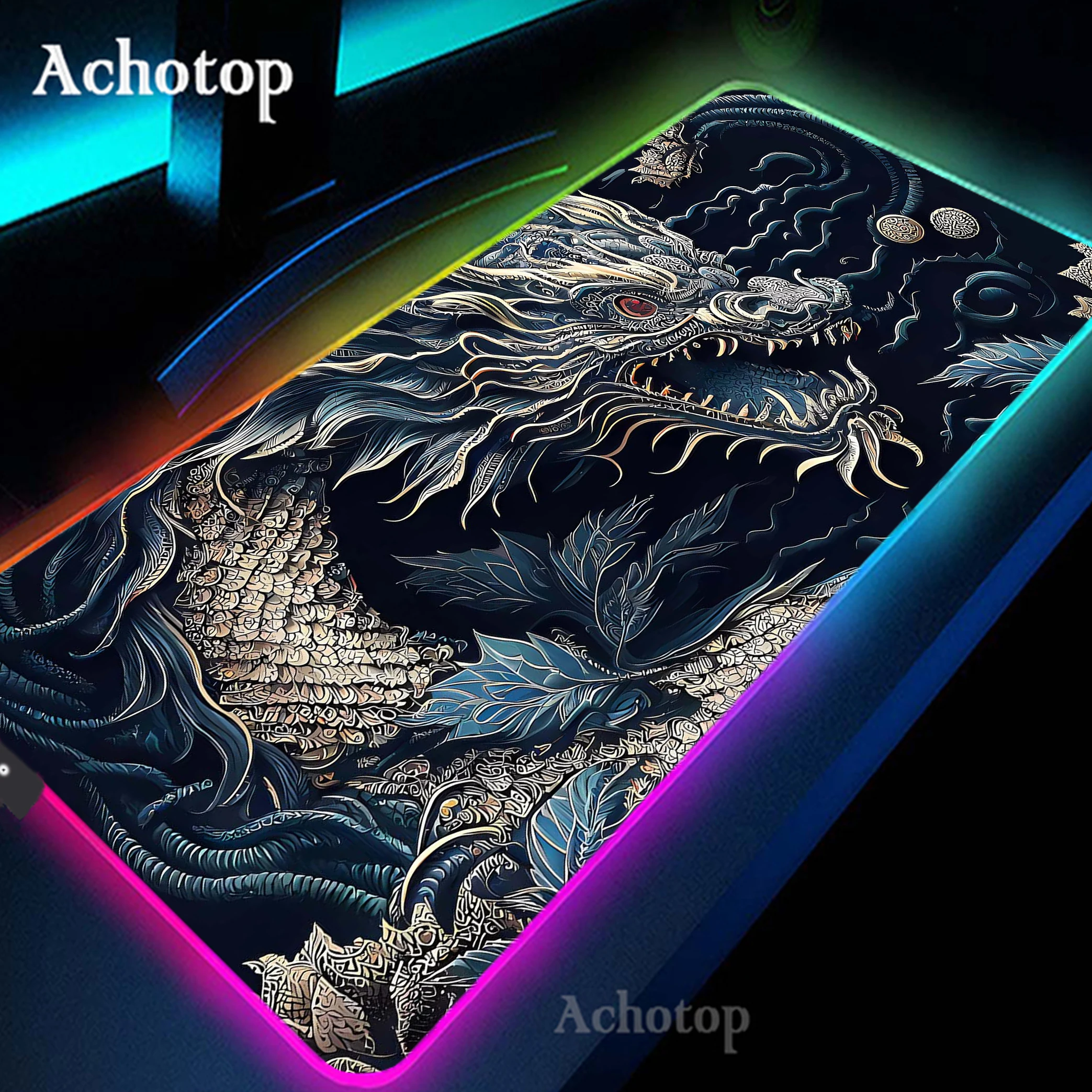 

Extended Alfombrilla RGB Dragon Mousepad Gaming Speed Keyboard Pads Desk Mat Office Rubber Mouse Pad Tapis de Souris 900x400mm