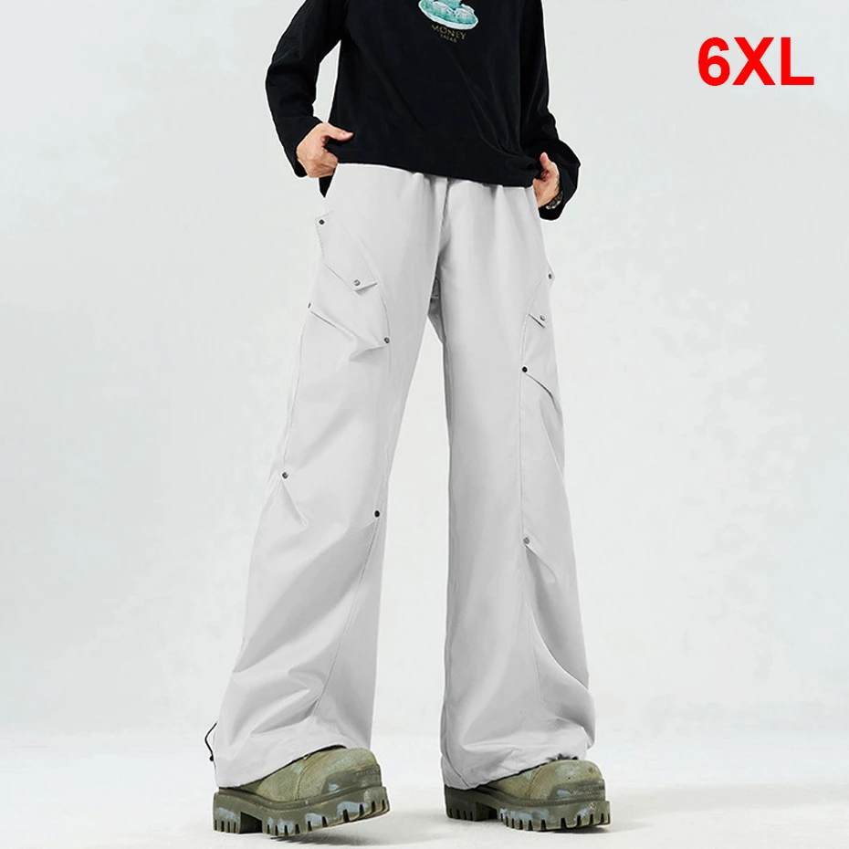 

Plus Size 6XL Cargo Pants Men Waterproof Pants Fashion Casual Elastic Waist Trousers Male