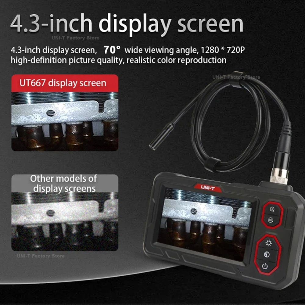 UNI-T UT667 المنظار الصناعي 4.3 بوصة IPS شاشة LCD المهنية المنظار الصناعي كاميرا التفتيش 1 متر 5 متر 10 متر أنبوب