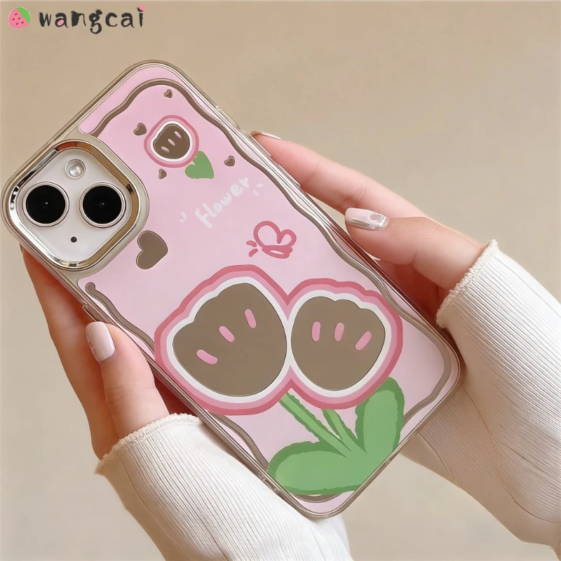 

Luxury Pink Tulip Phone Case For Redmi Note 15 14 13 12 12R 12T 11 SE Pro Plus 12 Turbo 4G 5G Mirror Flowers Cover