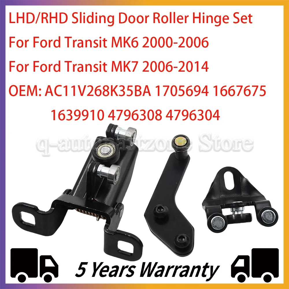 Left/Right Sliding Door Roller Hinge Top Middle Lower Bottom Set For Ford Transit MK6 MK7 1667675 1639910 1705694 YC15V25028AC