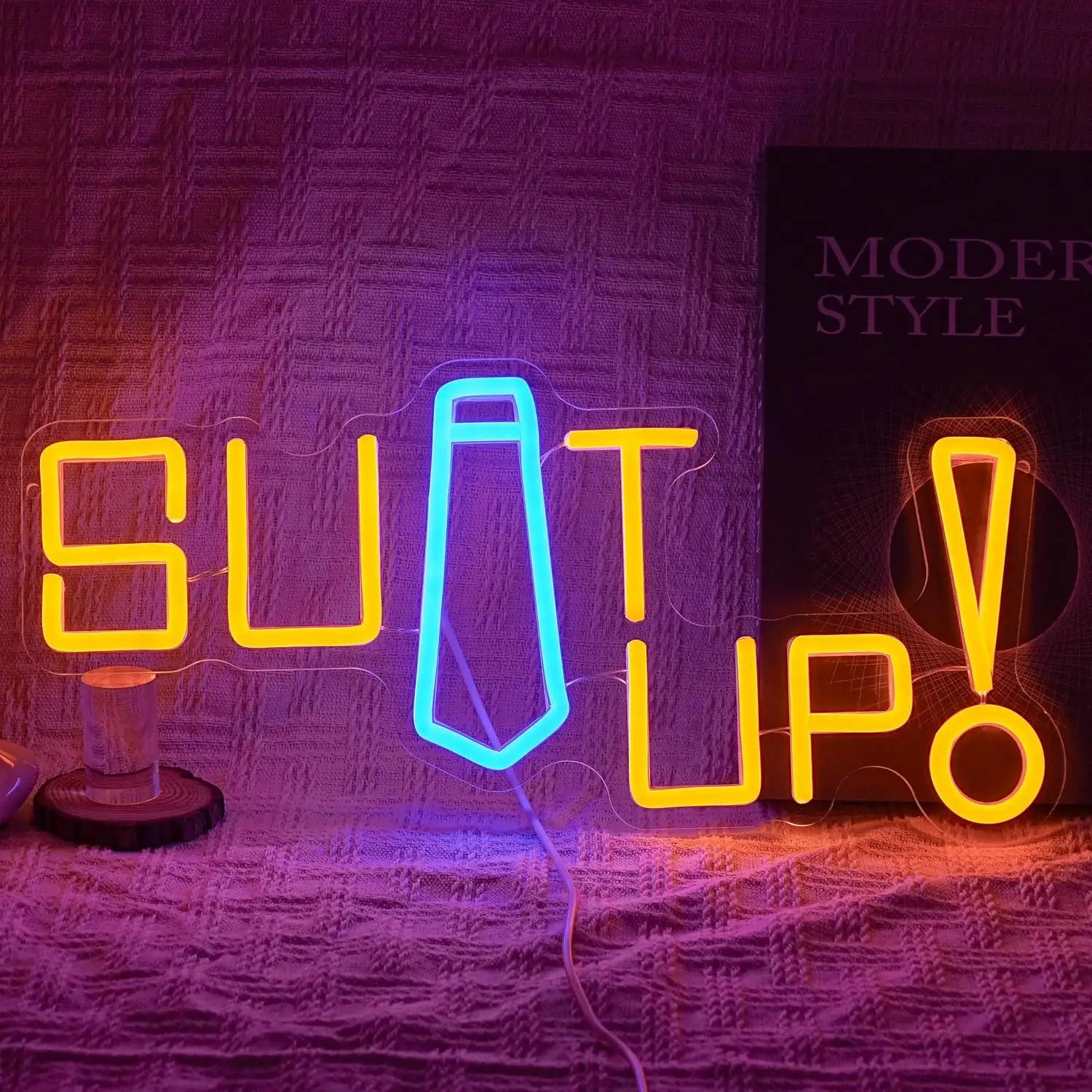 Suit Up Neon Sign USB Dimmable LED Light for Suit Shop Office Man Cave Party Front Window Decoration Signboard Light Gifts