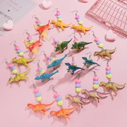Cute and Fun Love Resin Dinosaur Pendant Earrings, Same Style Valentine's Day Jewelry for Men and Women as a Gift