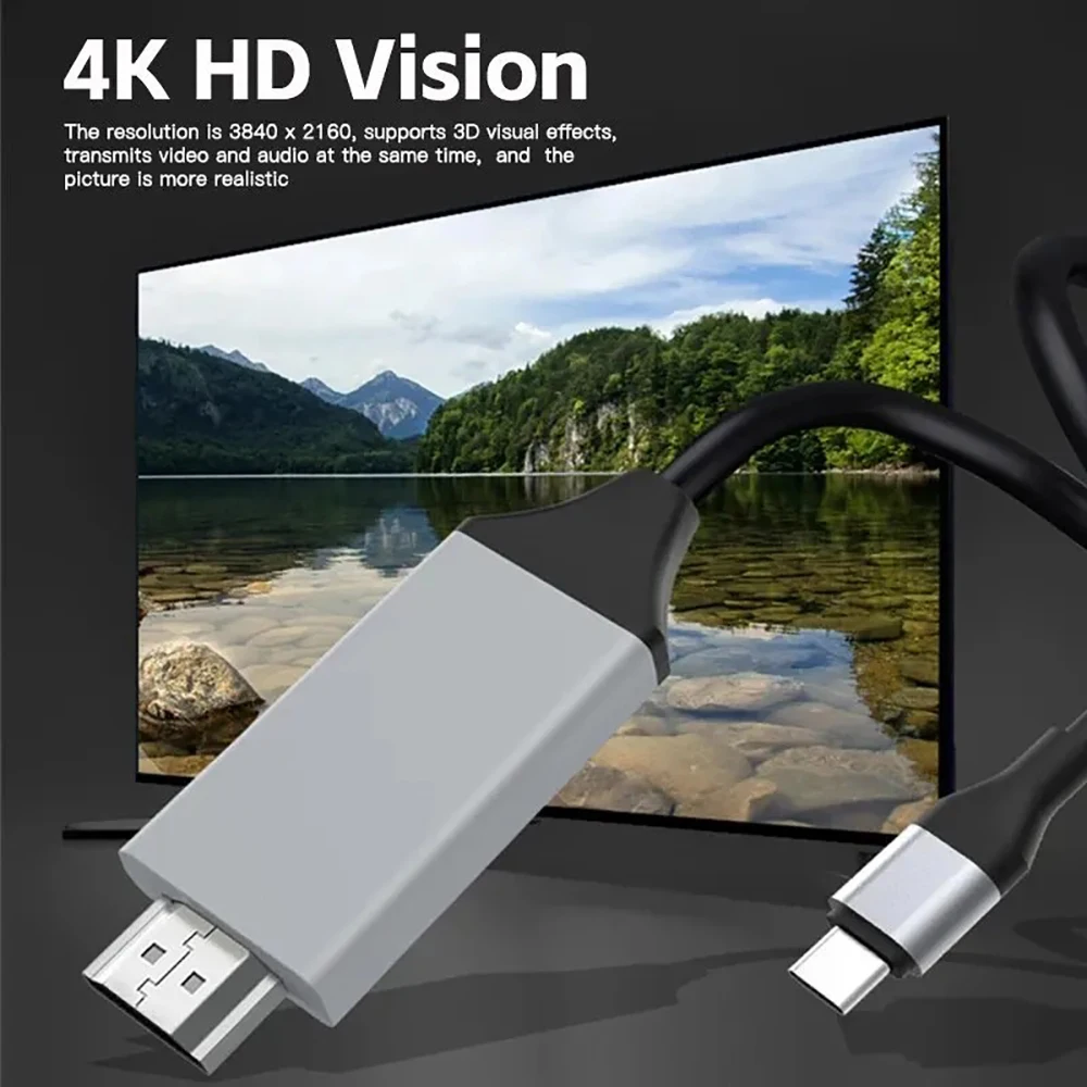 Type C To HDMI USB 3.1 To HDMI-Compatible Adapter Cable Type C To HDTV 30Hz 4K USB C Cable Extend Adapter For MacBook PC Monitor