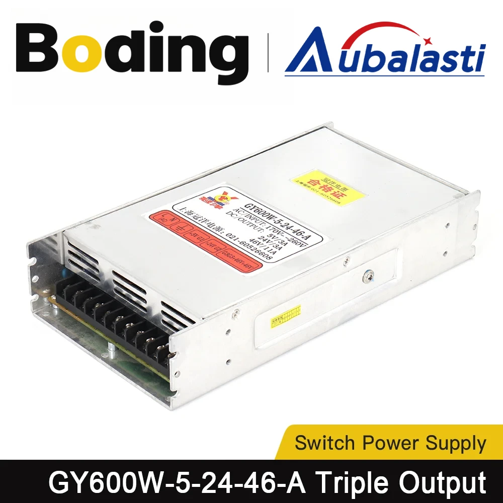 

Aubalasti CNC Router Switch Power Supply GY600W-5-24-46 Output DC5V 3A 24V 3A 46V 11A for Laser Cutting and Engraving Machine