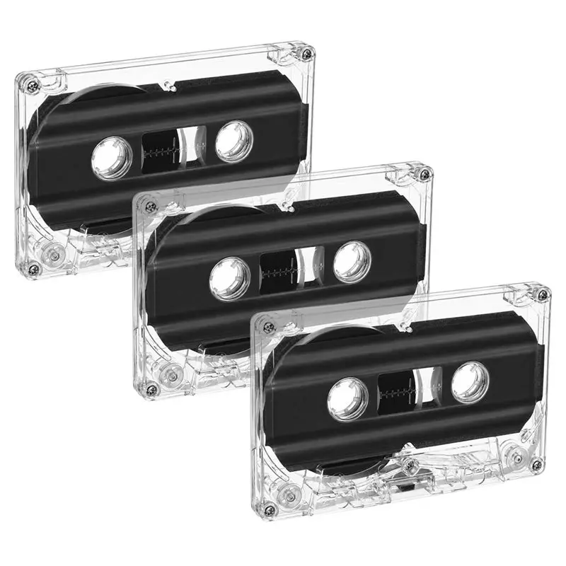 B27B 3 Pack Blank Cassette Tapes 60 Minutes Clear Audio Recording Tape For Music, Voice, Lectures, Archiving