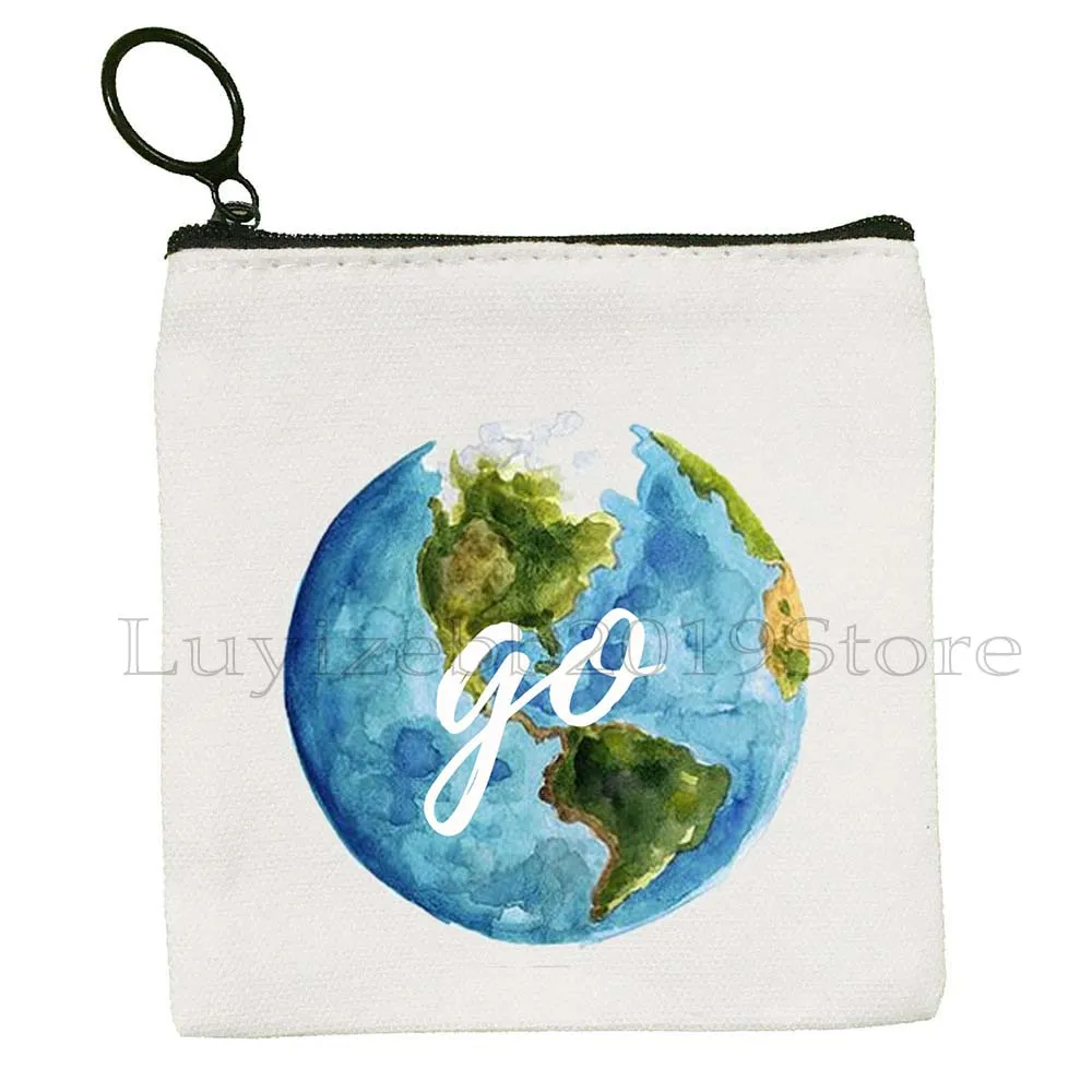 World Travel Aesthetic Sunset Ombre เครื่องบินฉากหน้าต่างแฟชั่นผ้าใบเหรียญกระเป๋าสตางค์ขนาดเล็กกระเป๋ากระเป๋าสตางค์ซิปกระเป๋า