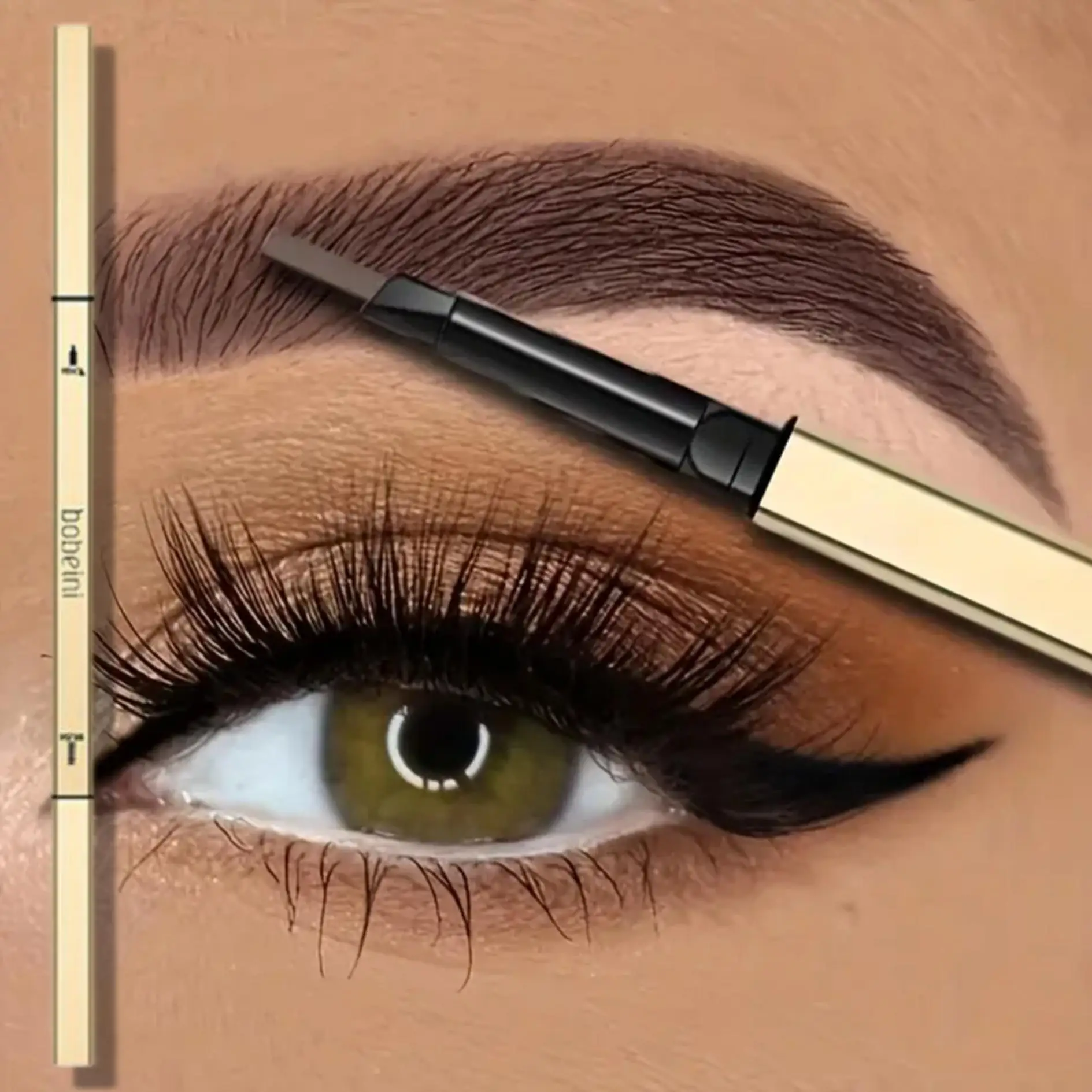Elegante lápiz de cejas triangular, impermeable, a prueba de manchas, lápiz de cejas de doble punta con pincel, adecuado para principiantes