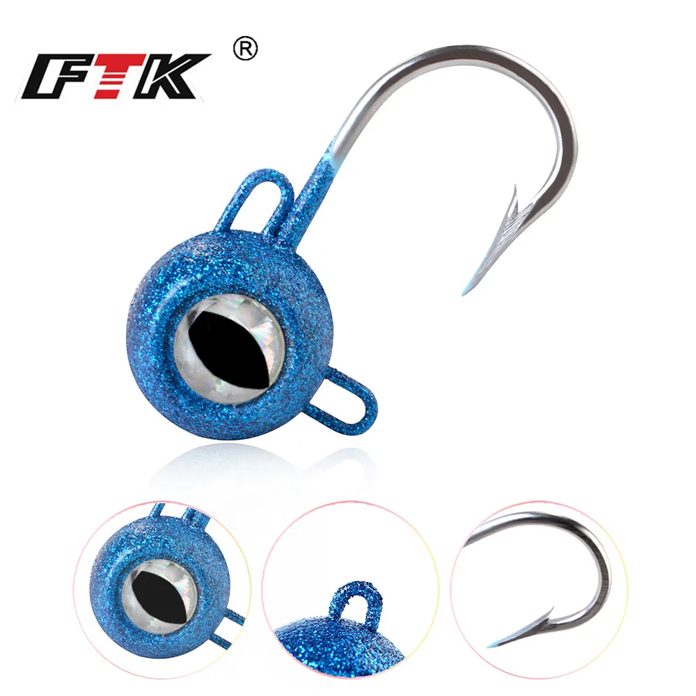 FTK Jig Head Fishing Hook 120g/140g/180g Bass Bait 3D Eye Tuna Lure Vivid Body Jigging Sinking Isca Artificial Bait for Halibut