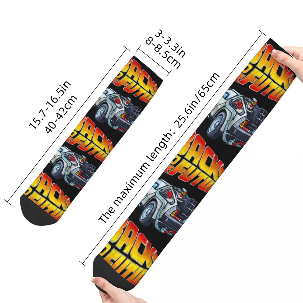 Happy Funny Men\'s Compression Socks DMC DeLorean Vintage Harajuku Return to the Future Street Style Novelty Pattern Crew Sock