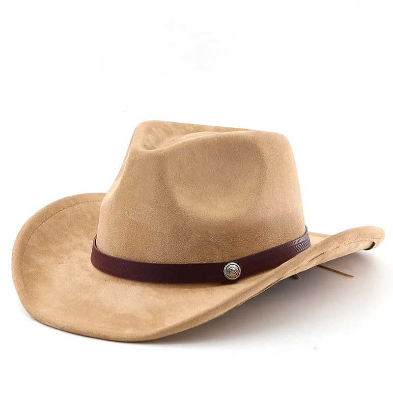 Hot Selling Wind Belt Buckle With Upturned Edge Wide Eave Denim Hat, Outdoor Warm And Sun Shading Suede Top Hat