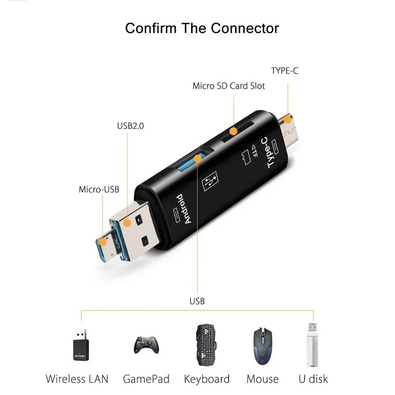 Aliexpress 5 in 1 Multifunction Usb 2.0 Type C/Usb /Micro Usb/Tf/SD Memory Card Reader OTG Card Reader Adapter Mobile Phone Accessories - Aliexpress Deal