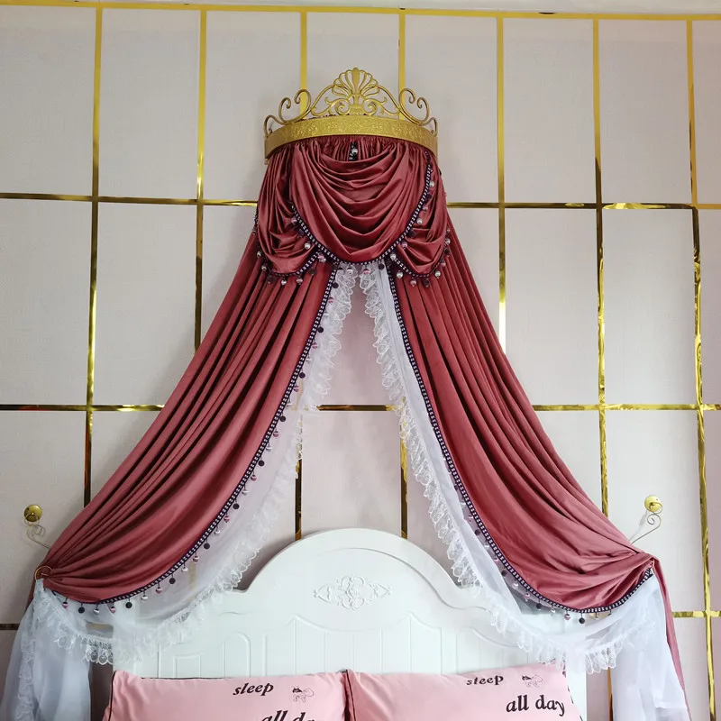 Flanell bett Volant goldene Krone verdickt Schlafzimmer dekorative Moskito netz Retro Spitze Prinzessin Nacht vorhang Wohnkultur benutzer definierte