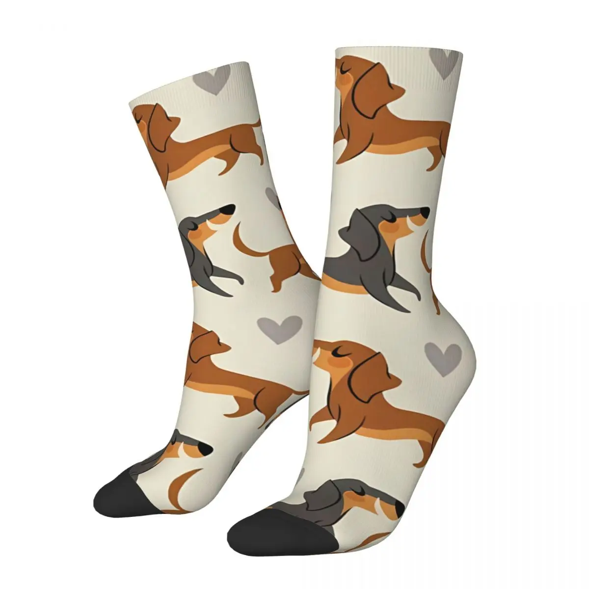 Dachshund And Little Heart Happy Funny Dachshund Socks Male Mens Women Summer Stockings Harajuku