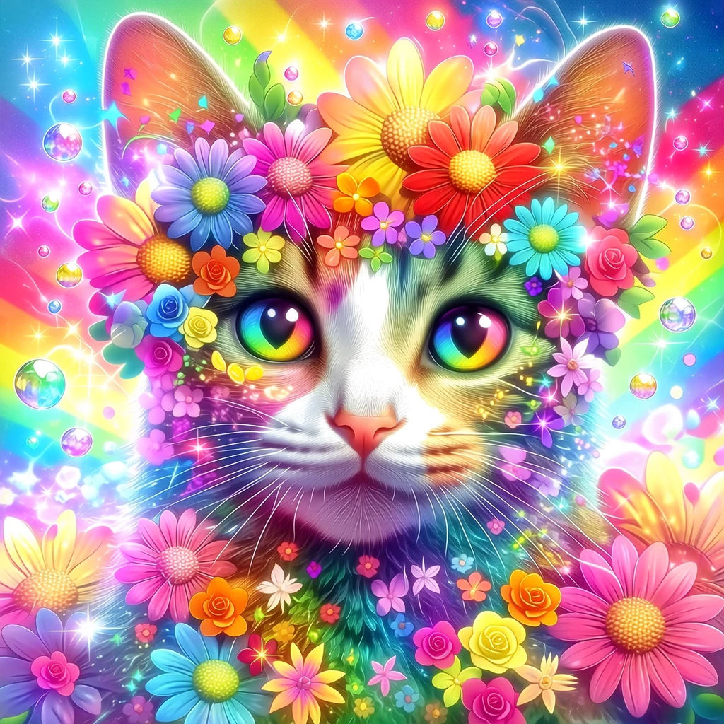 

GATYZTORY Painting By Number Kits Rainbow Floral Cat Handpainted Acrylic Pigment By Number Drawing On Canvas Home Decoration DIY