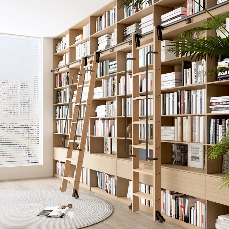 Rolling Library Ladder Hardware 20FT(600cm) Hook On  Sliding Loft Household Aluminum Alloy Track Hardware Kit(No Ladder)