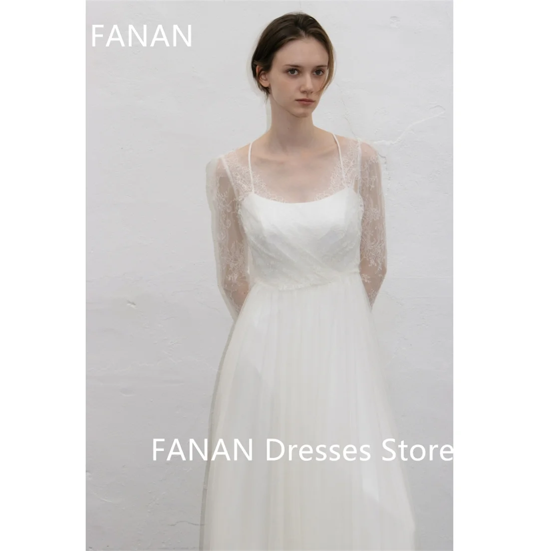 فستان زفاف عاجي من Fanan-V-Neckline ، مصنوع خصيصًا ، فساتين زفاف مكشكشة ، ثوب عاجي ، ساتان من قطعتين ، مكشكش ، مقاس كبير ، كوريا