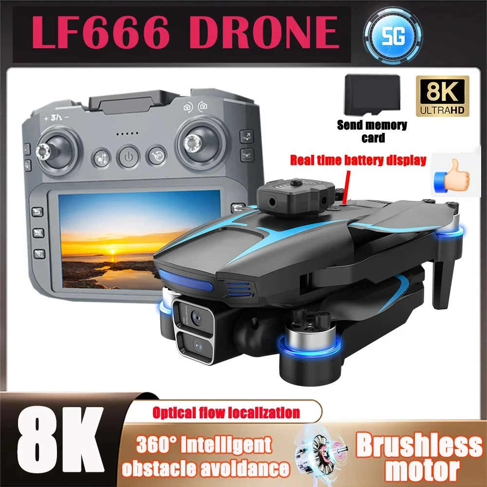 

Новый профессиональный дрон LF666 8K с тремя HD-камерами, 5G Wi-Fi FPV, для аэрофотосъемки, с пультом ДУ с большим экраном