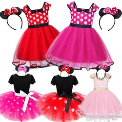 Cute Baby Girl Dresses for 9M-5Yrs Children Summer Clothes Kids Minni Mouse Polka Dot Dress Girls Birthday Party Easter Costumes