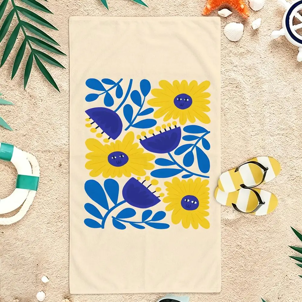 Mid Century M-Matisse Florals Towel Microfiber soft Beach Towel for Travel Fitness Sauna Bathing Camping
