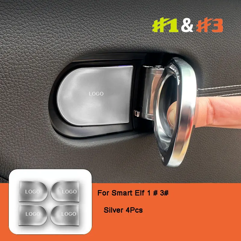 4 pezzi auto in acciaio inox porta interna ciotola Patch decorativa per Mercedes Smart Elf 1 #3 # accessori auto agitare le mani adesivo