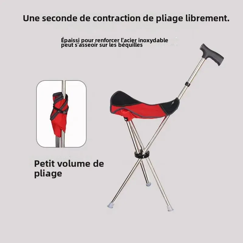 

Outdoor Climbing Mountain Beach Chair Retractable Folding Straight Cane Stool Elderly Assistance Walking Leisure Hand-held Chair